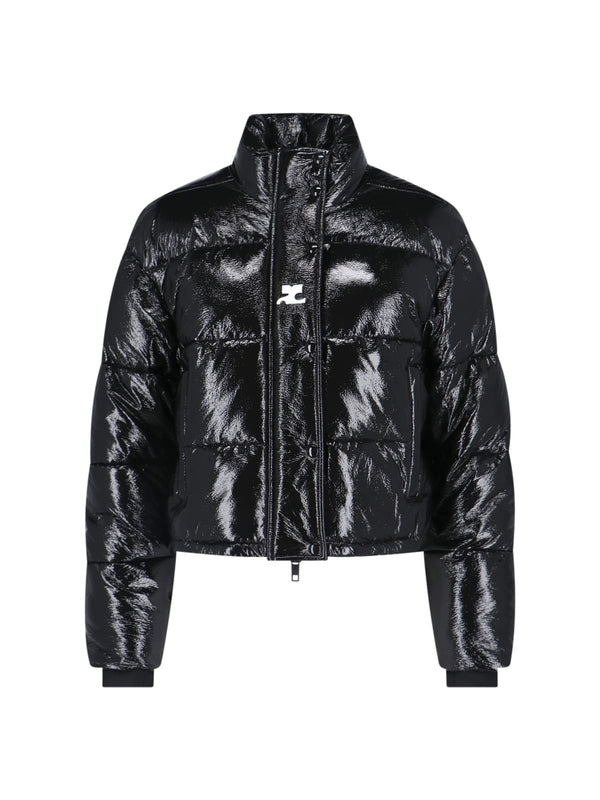 CourrèGes Main Fabric: 82% Viscose down jacket in black