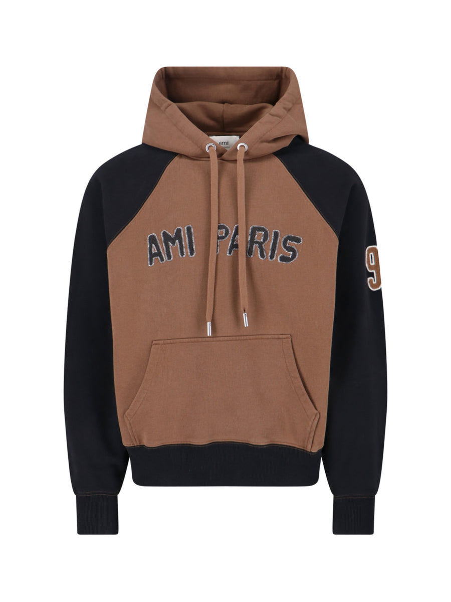 AMI Paris 100% Organic Cotton; Cuffs: 98% Cotton hoodie in brown
