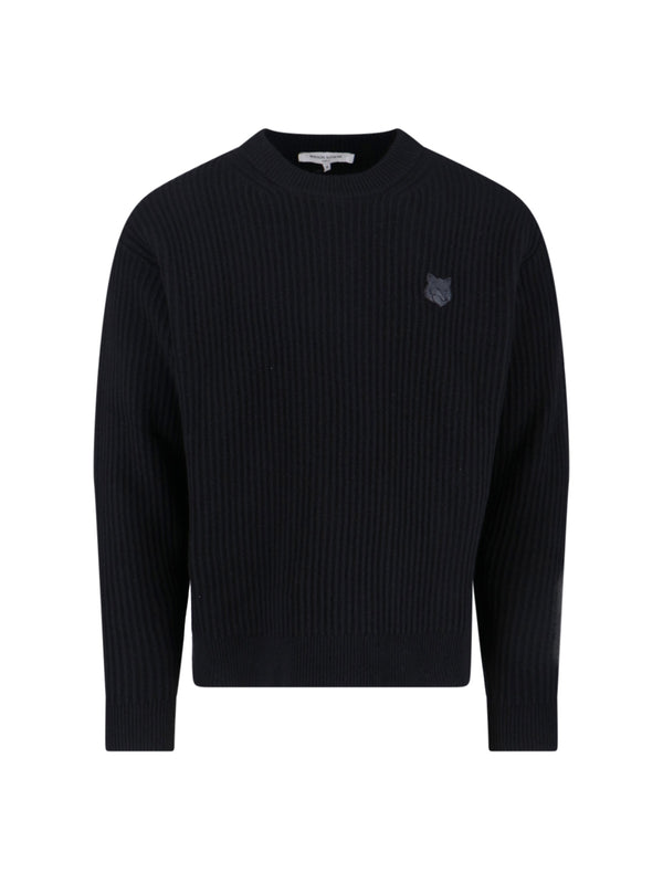 Maison Kitsune' 100% merino wool sweater in black