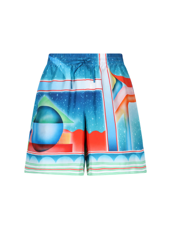 Casablanca 100% Silk bermuda shorts in blue