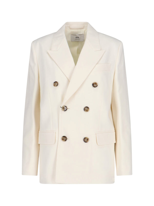 AMI Paris 100% virgin wool blazer in white