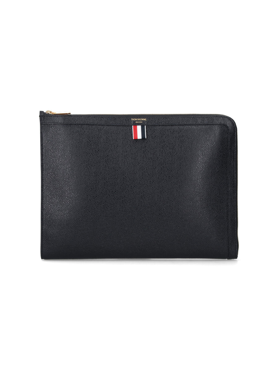 Thom Browne 100% Calf Full Grain Leather wallet in black