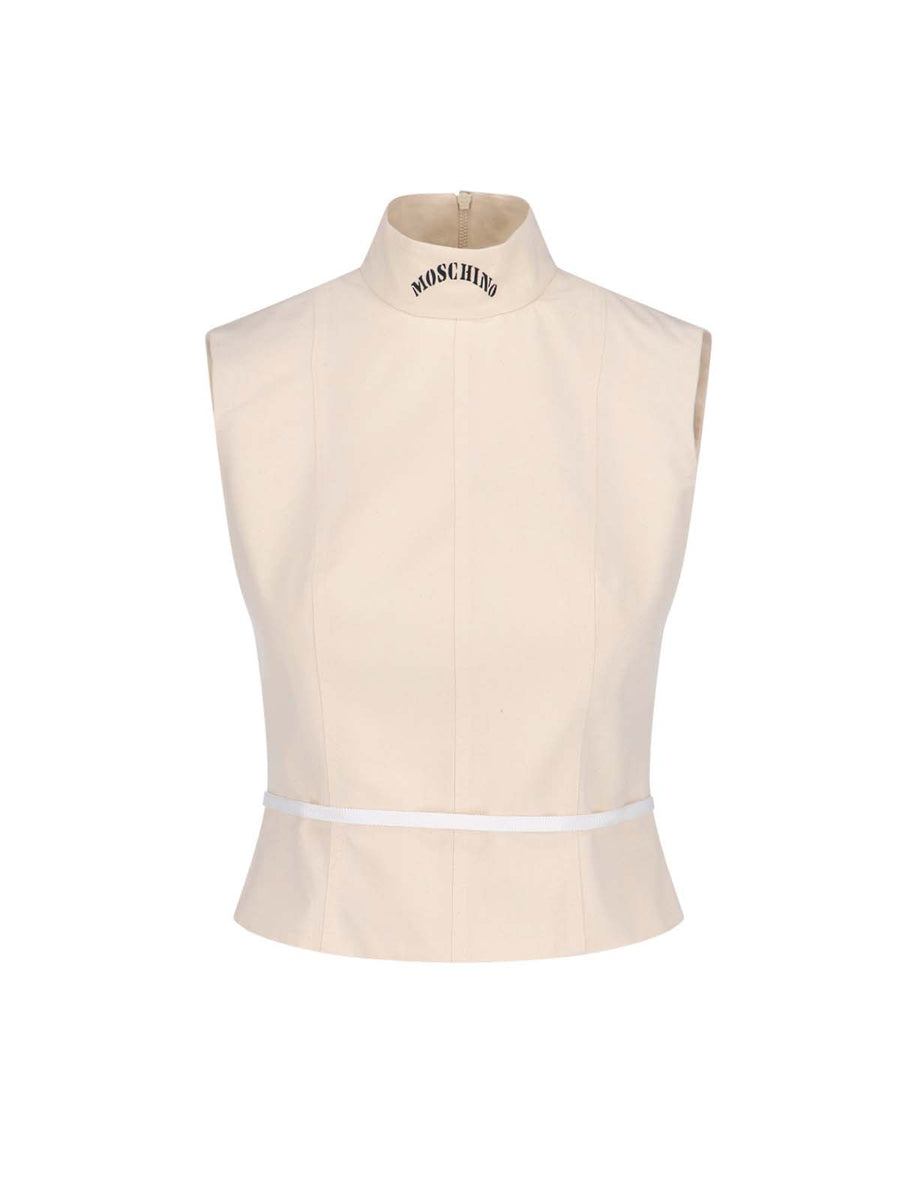 Moschino 100% Cotton tank top in white