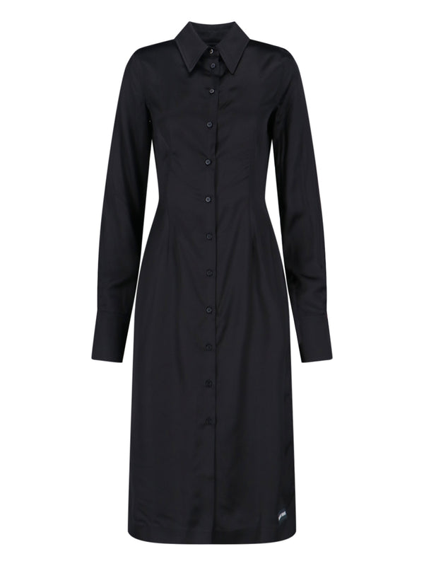 Marine Serre Cwov 100% viscose shirt dress in black