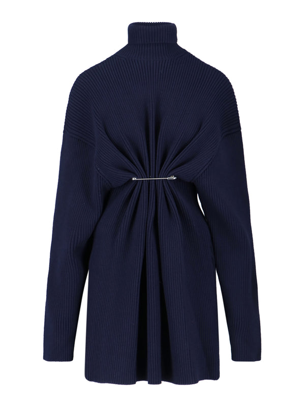Balenciaga 100% wool dress in navy