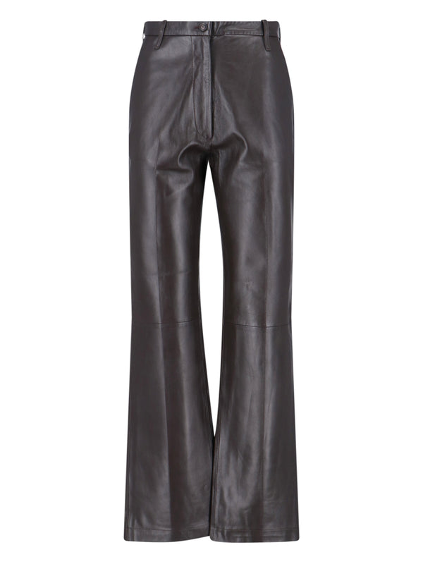 Novelle Nappa 100% pelle di agnello trousers in brown