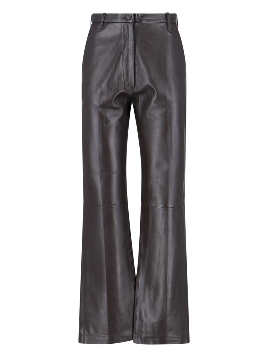 Novelle Nappa 100% pelle di agnello trousers in brown