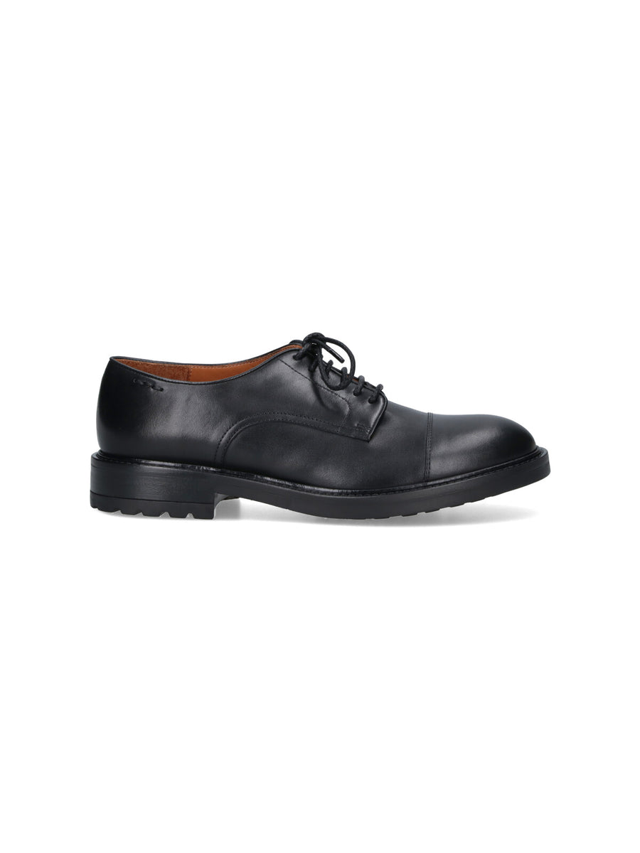 Alexander Hotto 100% leather derby flat in black