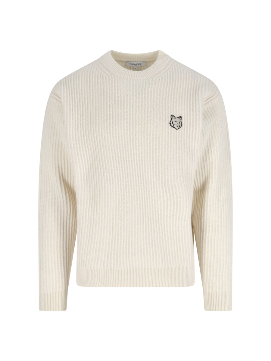 Maison Kitsune' 100% merino wool sweater in white