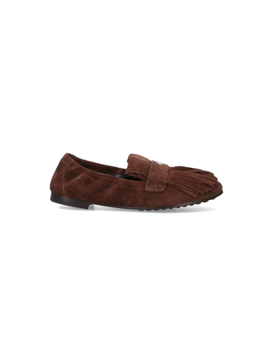 Tory Burch Upper: 100% Bovine Suede loafer in brown