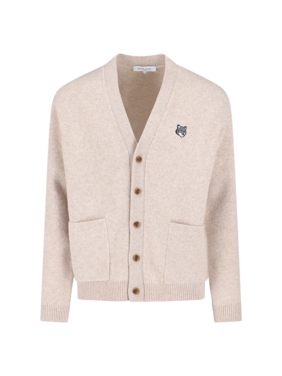Maison Kitsune' 100% wool cardigan in beige