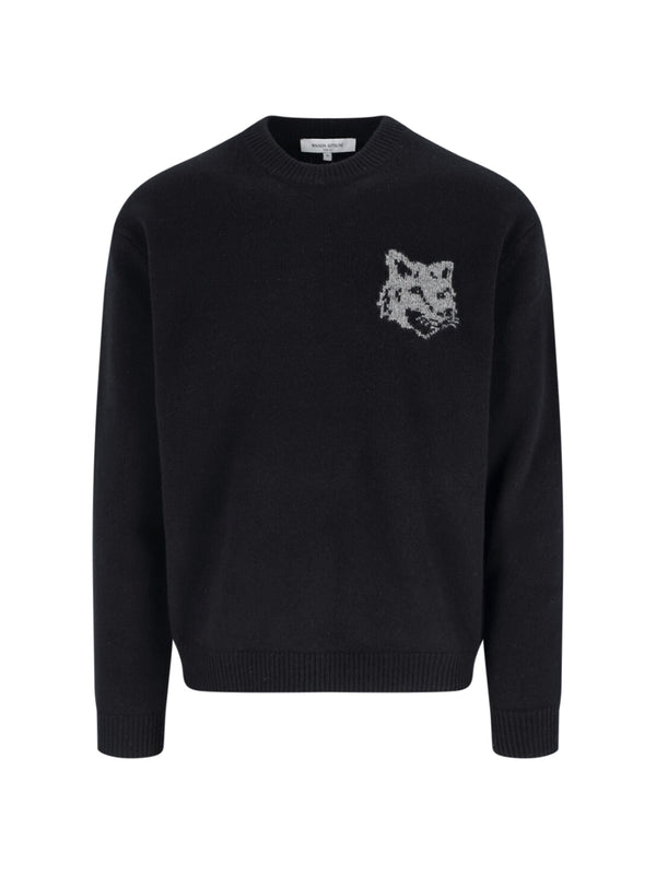 Maison Kitsune' 100% Merinos Extrafine Wool sweater in black