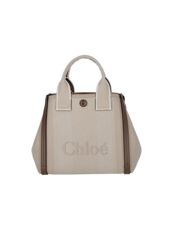 Chloè 91% Cotton top handle bag in white