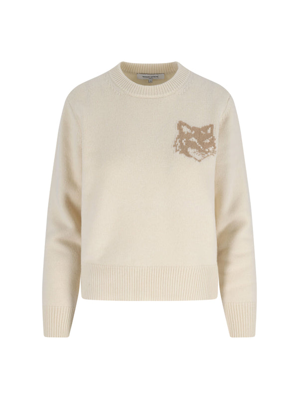 Maison Kitsune' 100% wool sweater in white