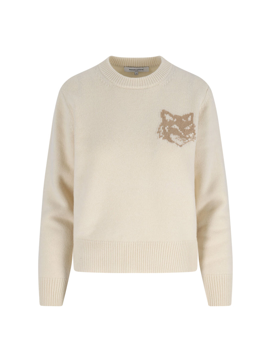 Maison Kitsune' 100% wool sweater in white