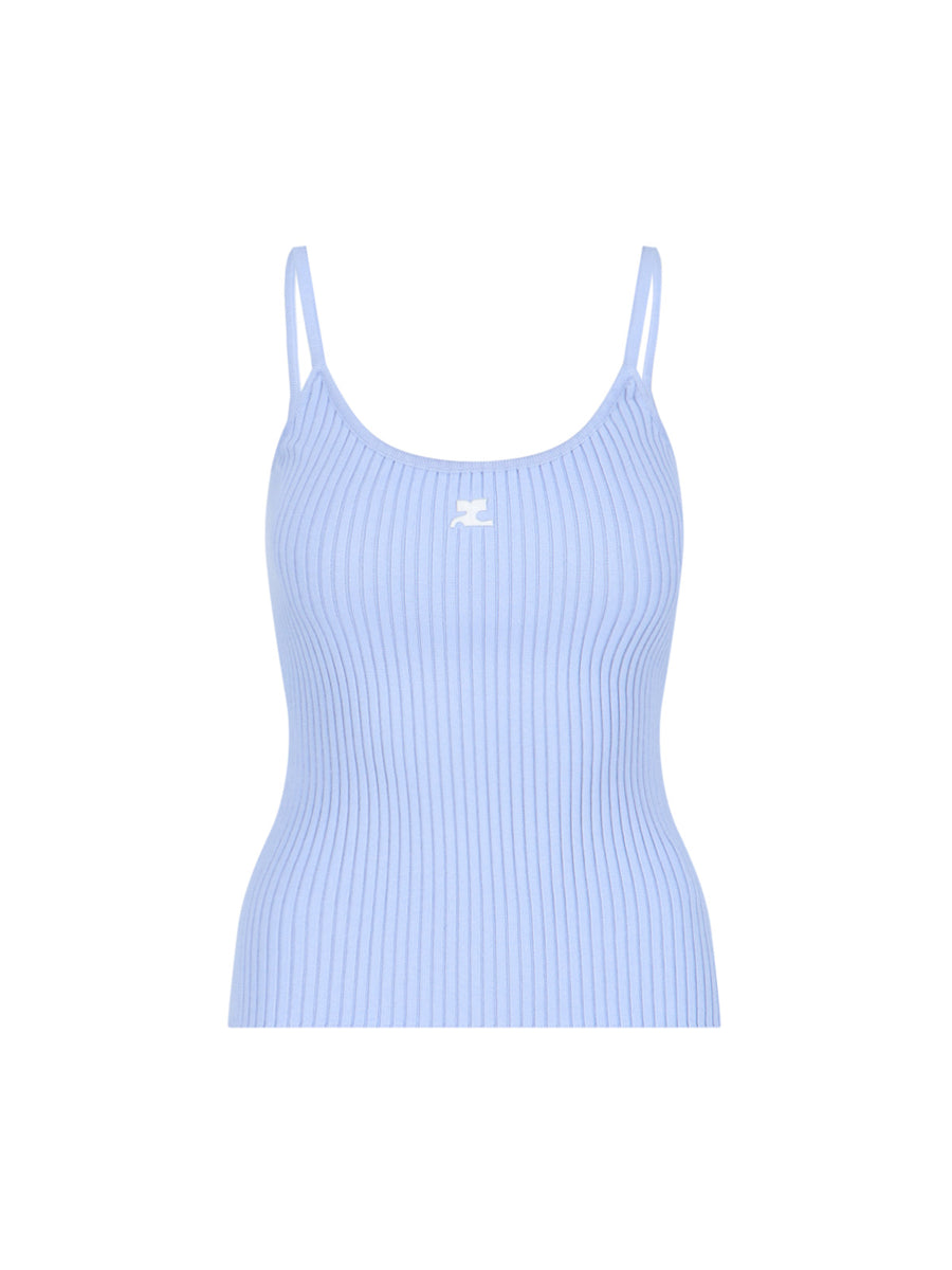 CourrèGes 70% Viscose tank top in blue