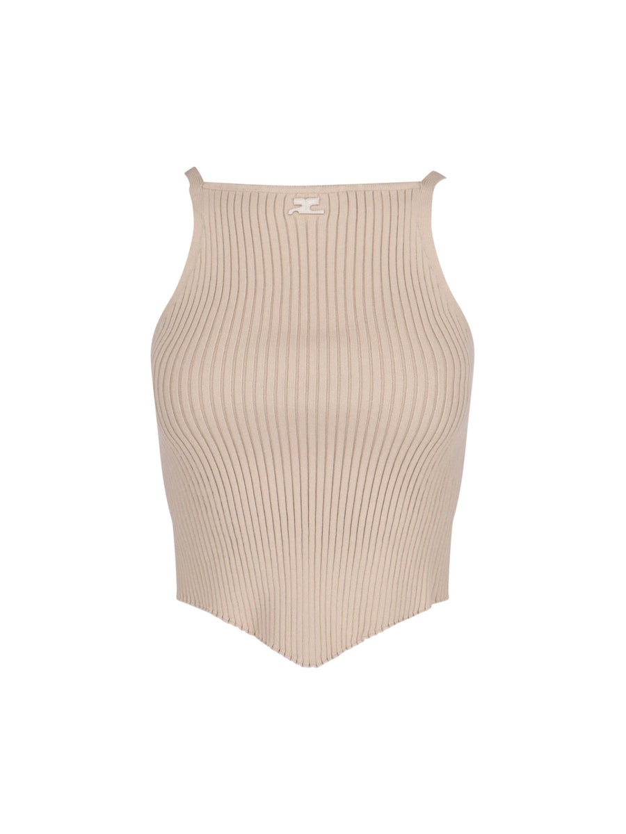 CourrèGes 70% Viscose tank top in beige