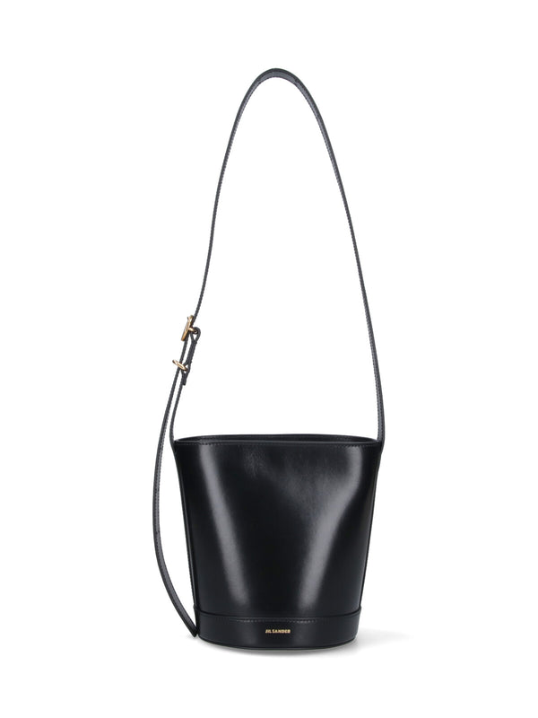 Jil Sander 100% Bovine leather bucket bag in black
