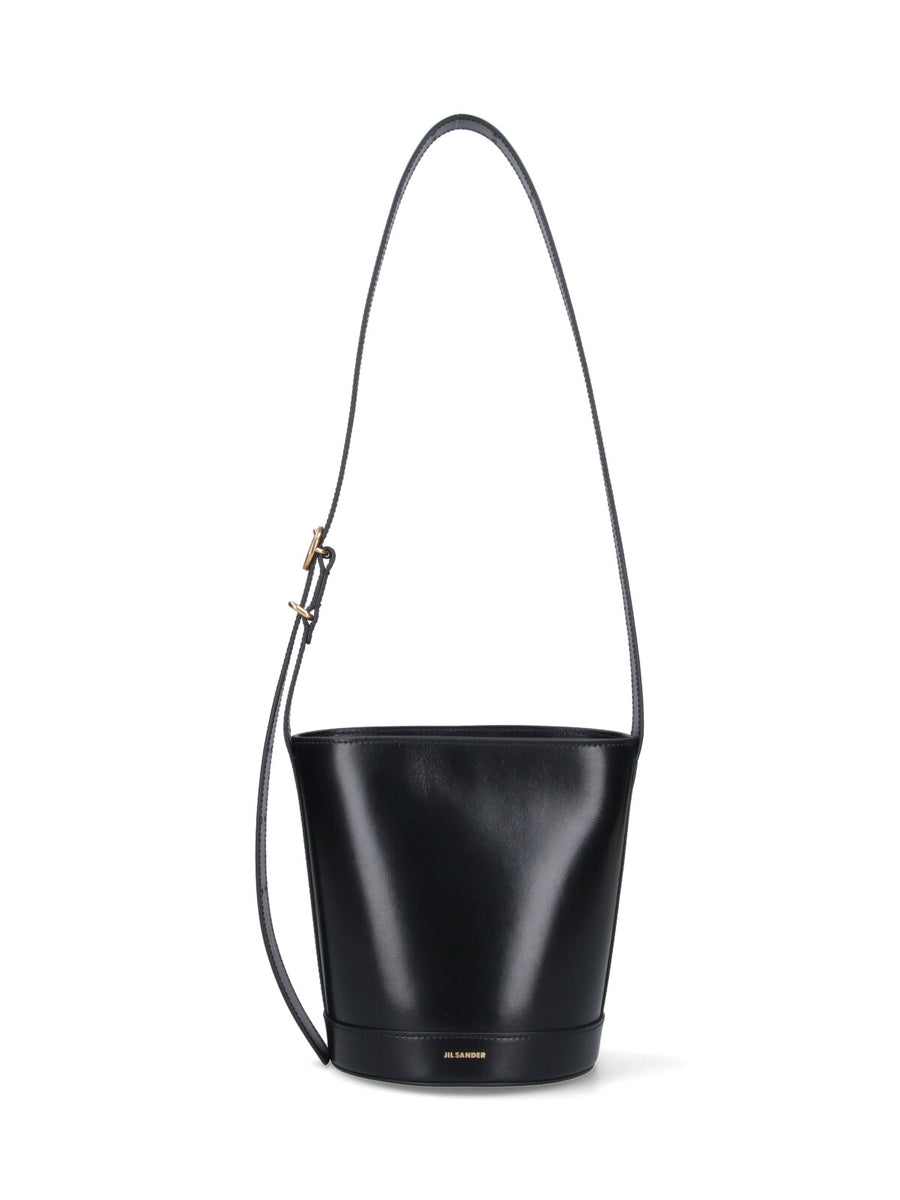 Jil Sander 100% Bovine leather bucket bag in black
