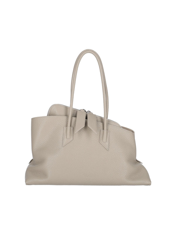 The Attico 100% Calf Leather shoulder bag in beige