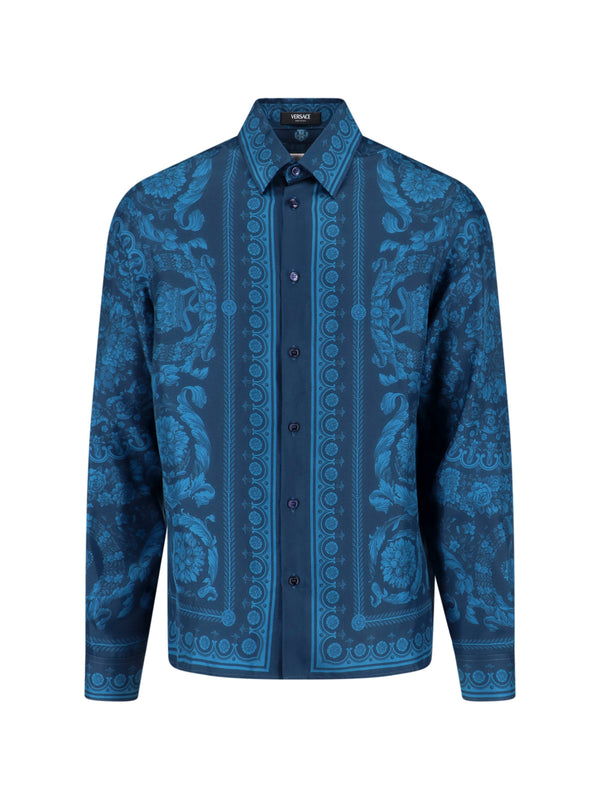 Versace 100% silk shirt in blue