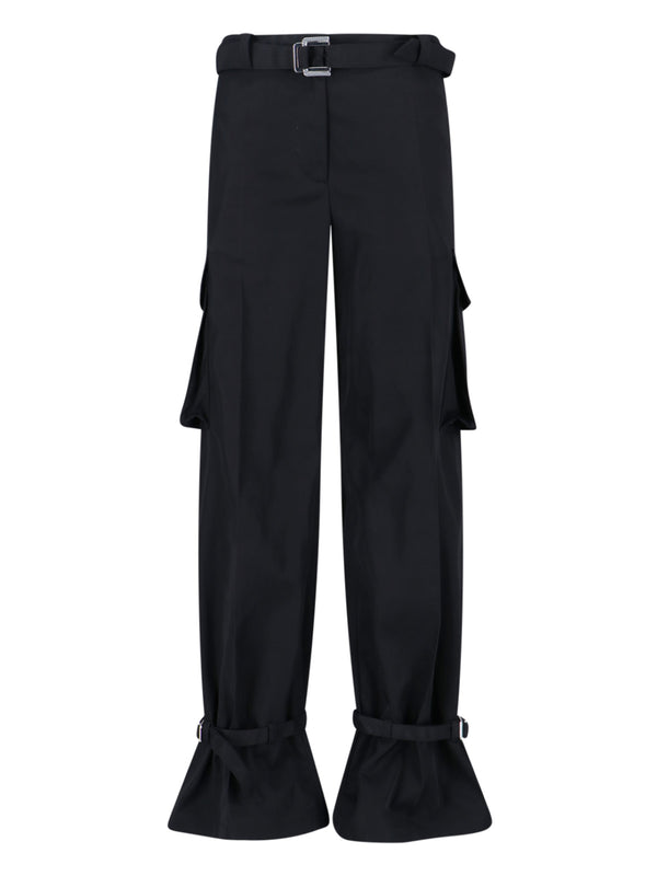 The Attico 100% Polyester cargo pants in black