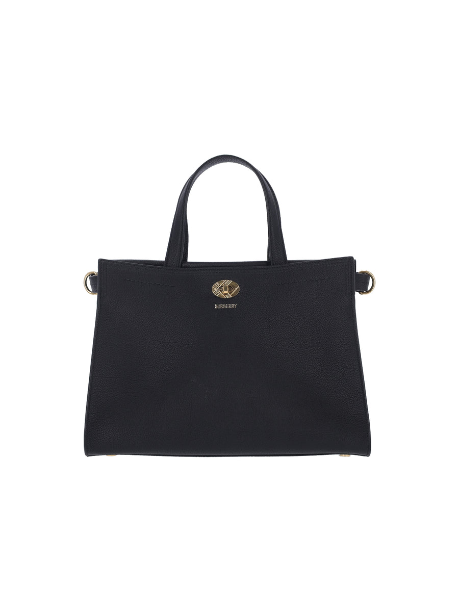 Burberry 100% calf grain leather tote bag in black