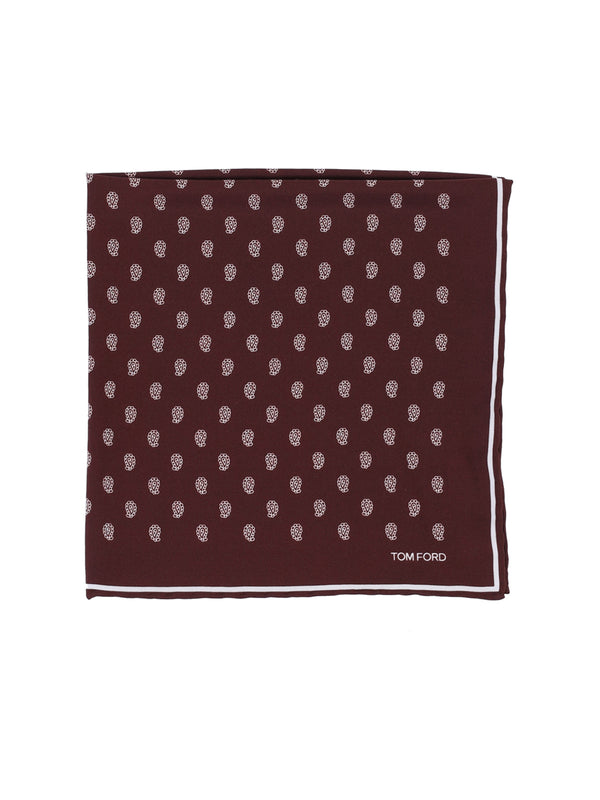 Tom Ford 100% mulberry silk pocket square in burgundy