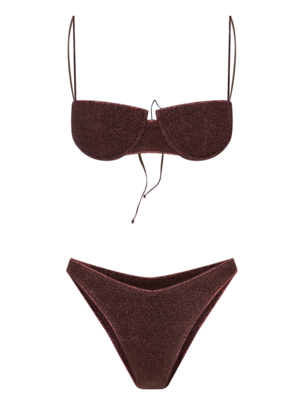 Oseree Lurex 64% Polyamide bikini in brown
