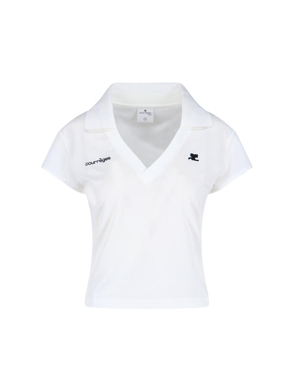 CourrèGes 100% polyester polo in white