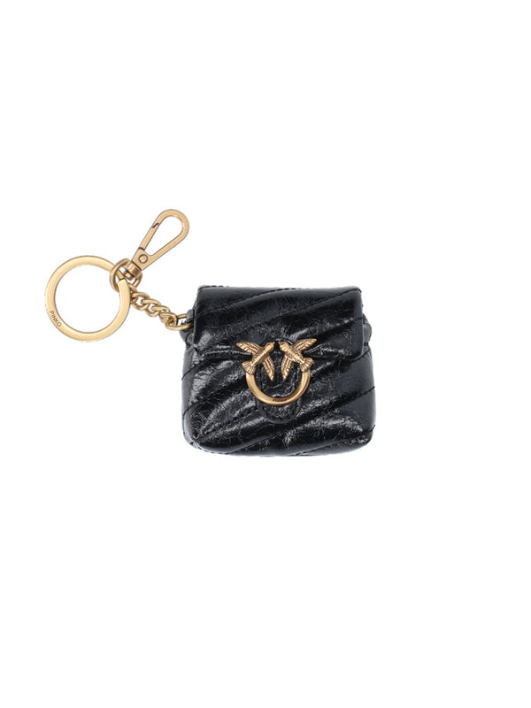 Pinko 100% calf leather key case in black