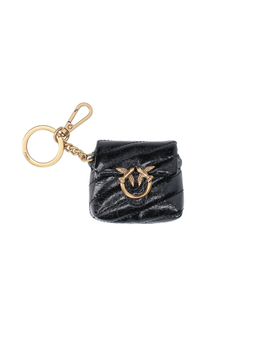 Pinko 100% calf leather key case in black