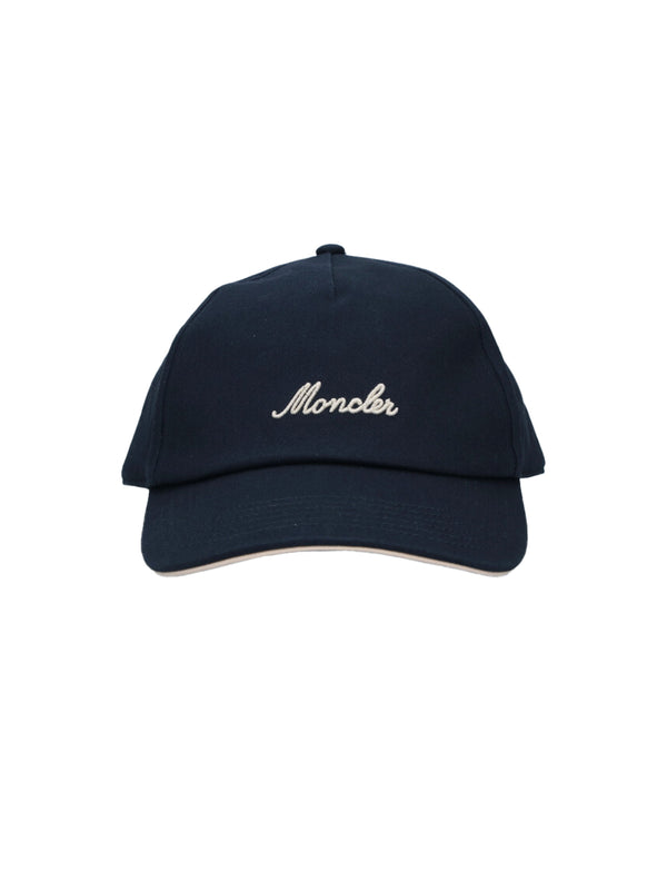 Moncler 091 100% Cotton baseball cap in navy