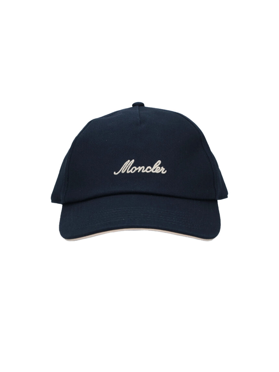 Moncler 091 100% Cotton baseball cap in navy