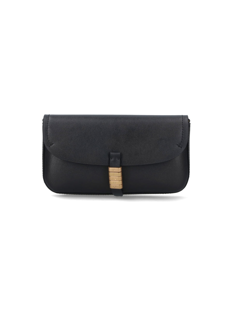 Pinko Genuine Leather crossbody bag in black