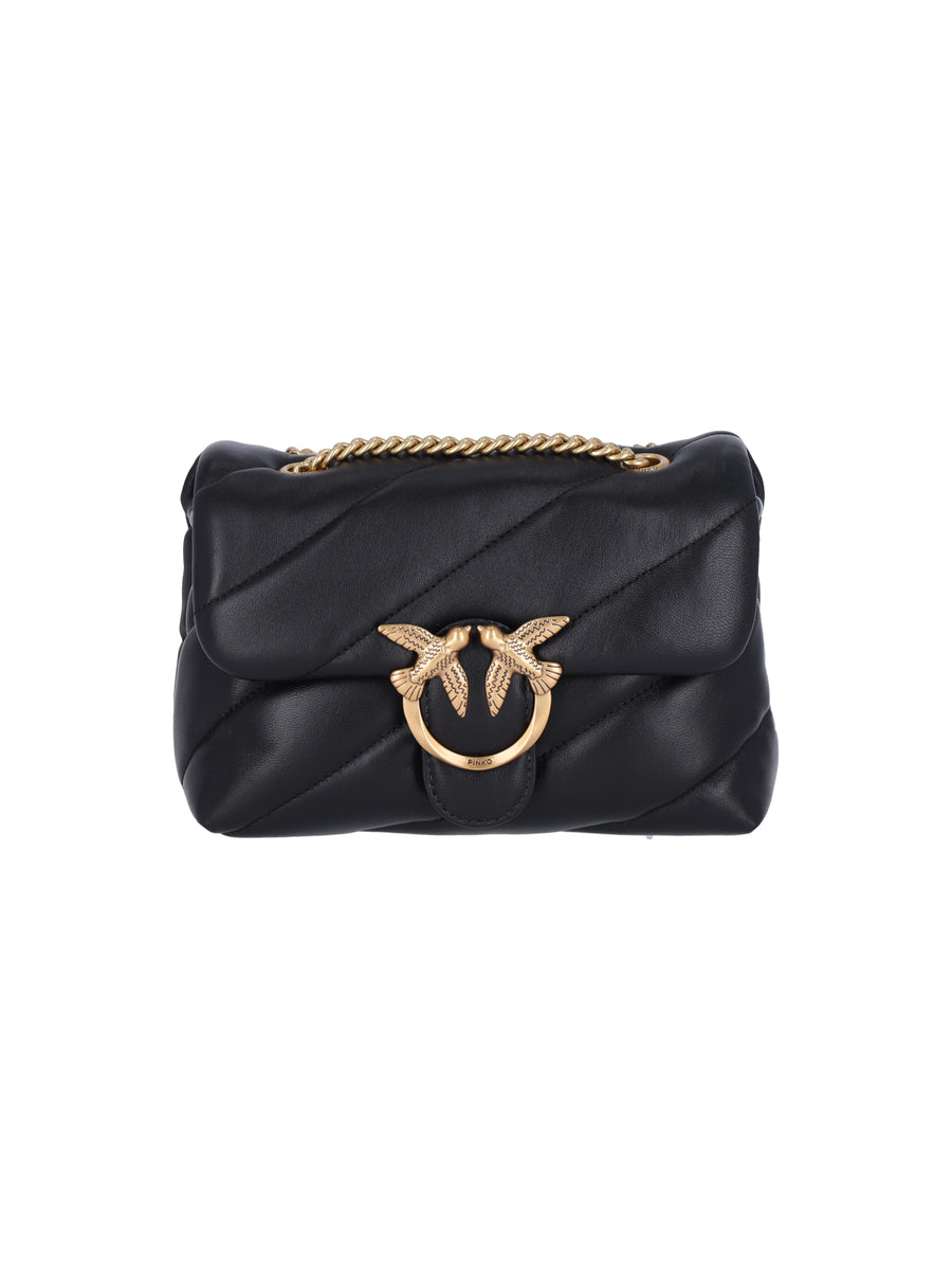 Pinko 100% leather shoulder bag in black