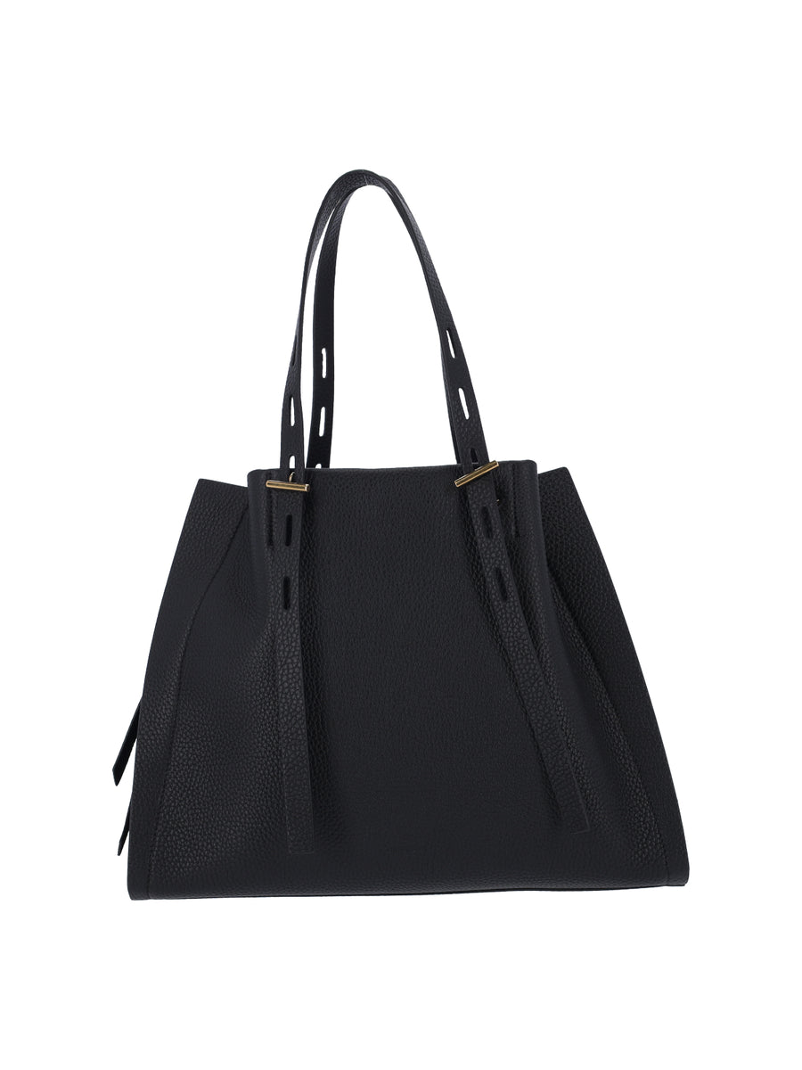 Minobossi 100% leather tote bag in black