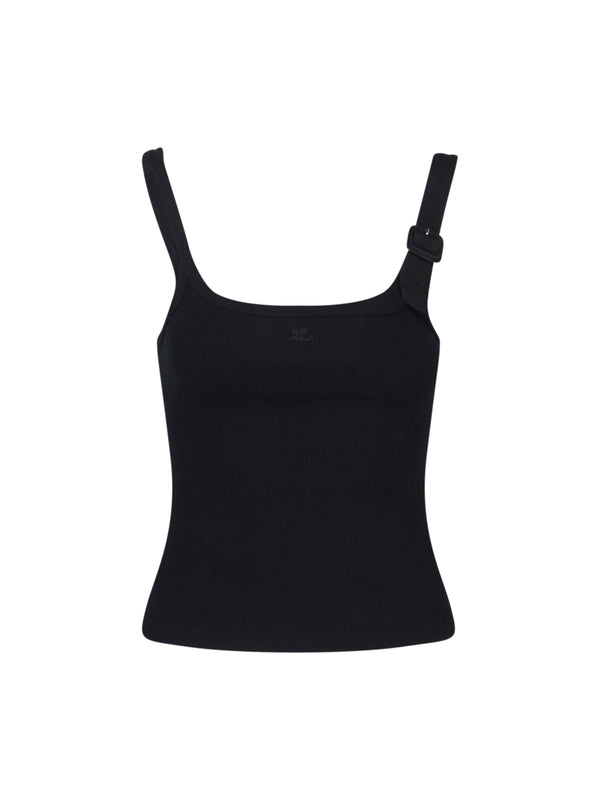 CourrèGes 98% Cotton tank top in black