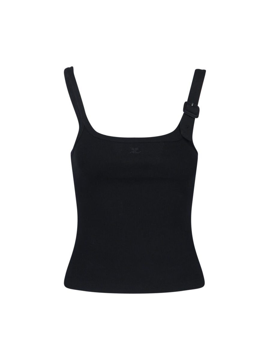 CourrèGes 98% Cotton tank top in black