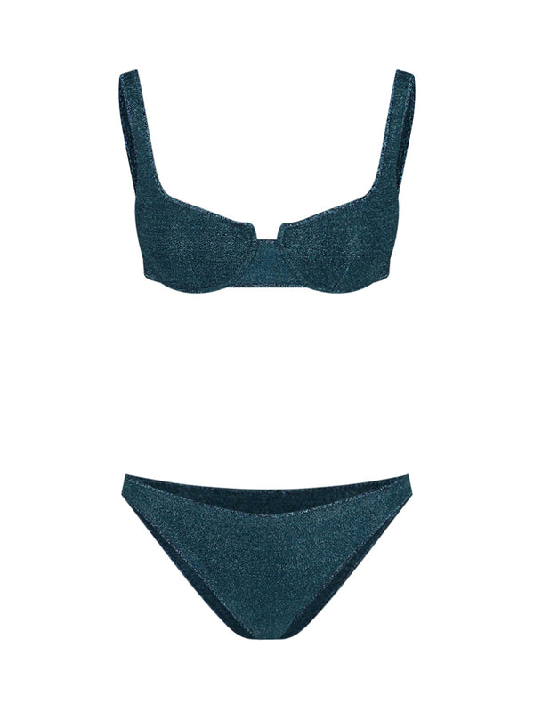 Oseree Lurex 64% Polyamide bikini in teal