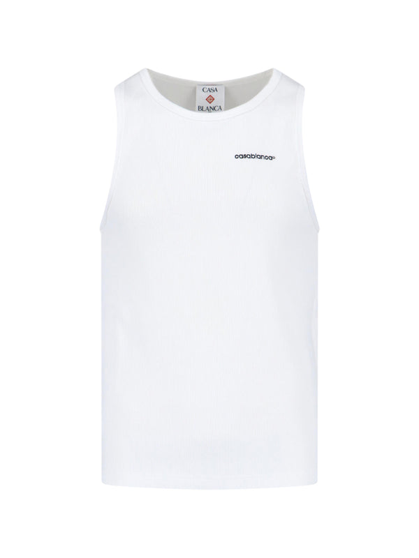 Casablanca 98% Cotton tank top in white
