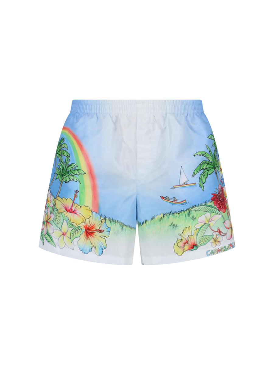 Casablanca 100% Polyester swim shorts in white