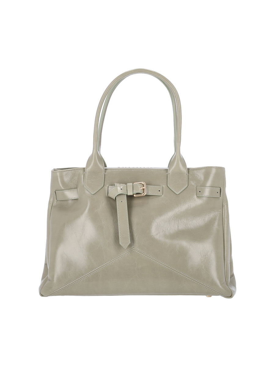 Ballantyne 100% leather tote bag in gray