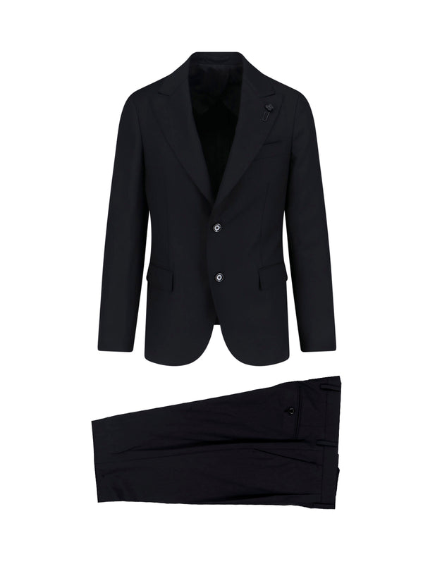 Lardini Ivsf 100% virgin wool pant suit in black