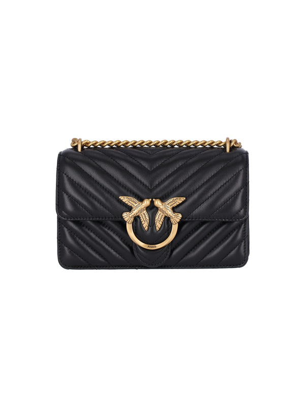 Pinko 100% leather shoulder bag in black