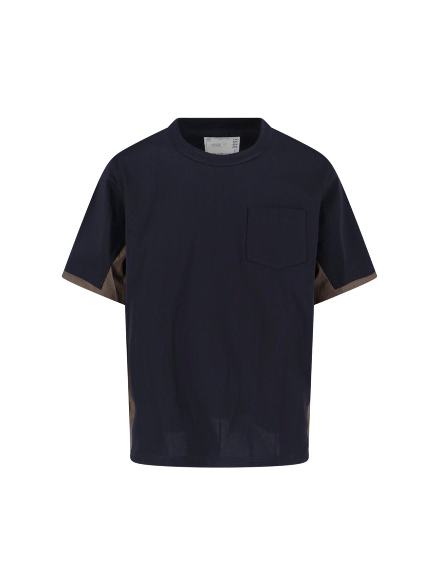 Sacai 100% Cotton t-shirt in navy