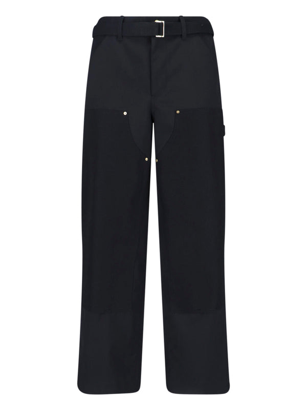 Sacai 70% Polyester trousers in black