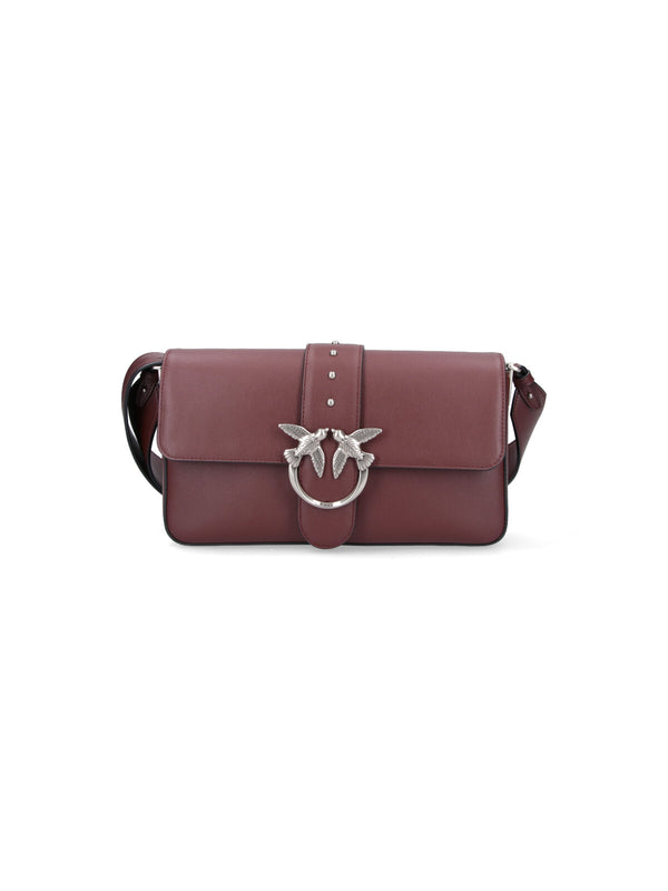 Pinko 100% leather shoulder bag in burgundy