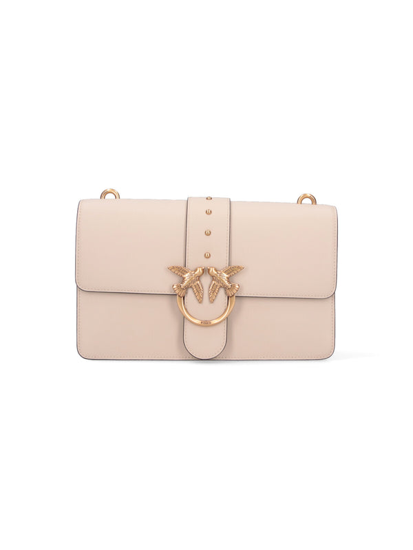 Pinko 100% leather shoulder bag in beige