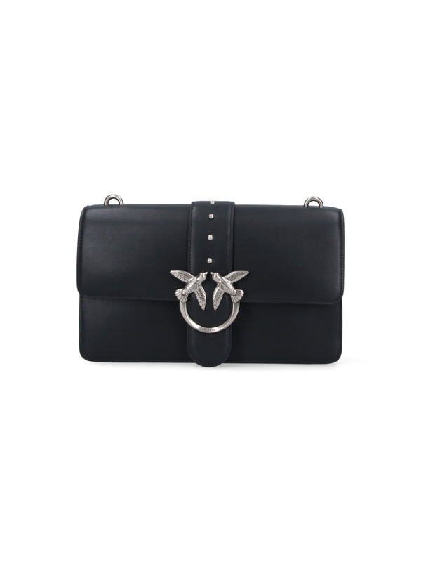 Pinko 100% leather shoulder bag in black